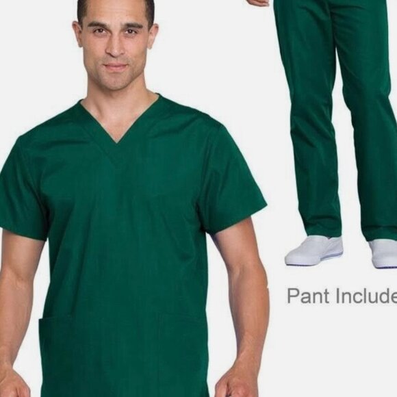 Cherokee Workwear Unisex Top and Pant Set-: Green - Picture 2 of 4